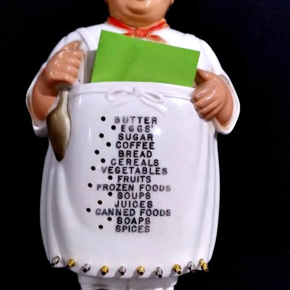 Vintage Kitchen Memo Holder Noma Happy Chef Plastic Note Pad Holder Grocery List - Picture 2 of 4